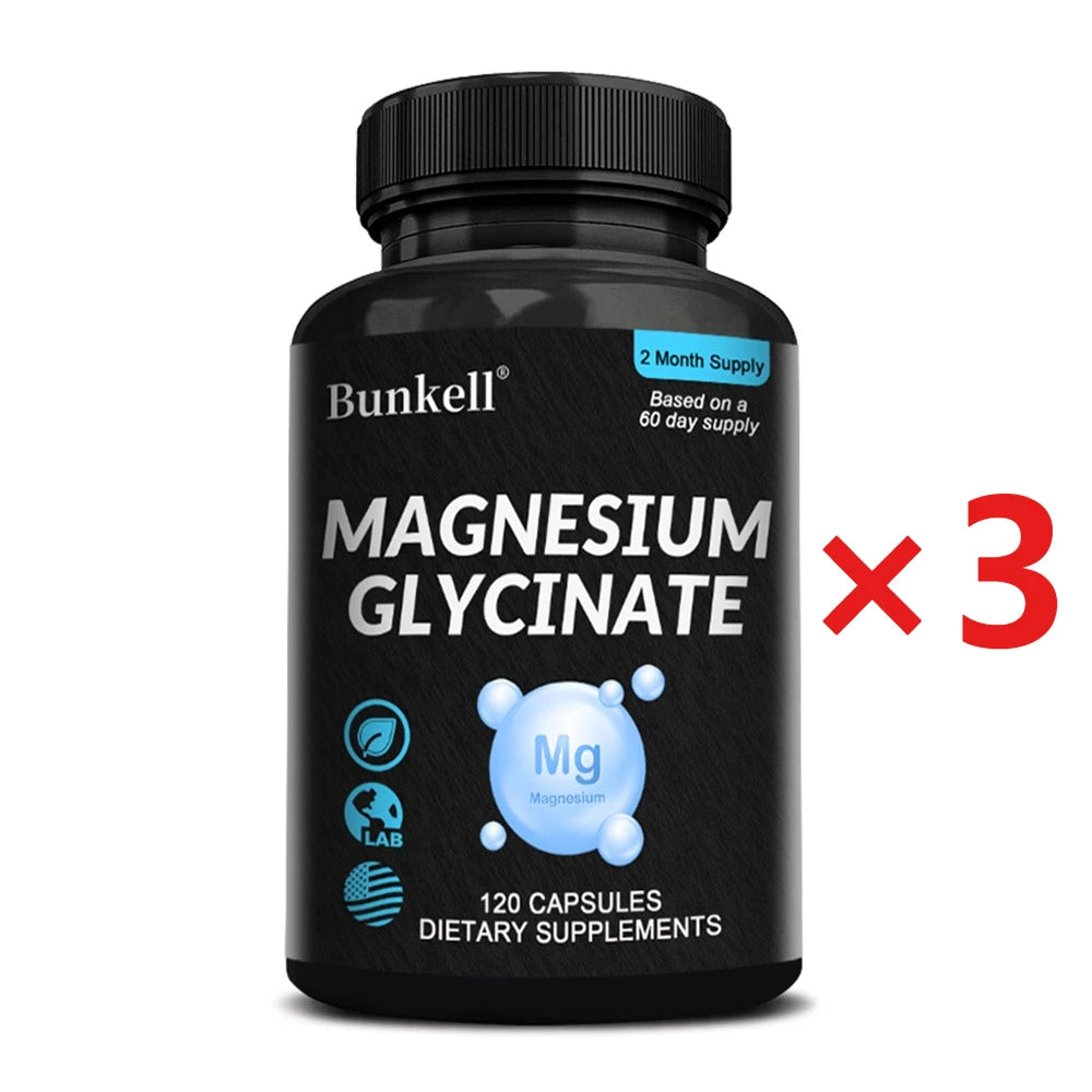 Magnesium Glycinate - Supports Nerve, Muscle, Bone and Heart Health, Helps with Stress, Sleep Quality Support, Muscles Recovery