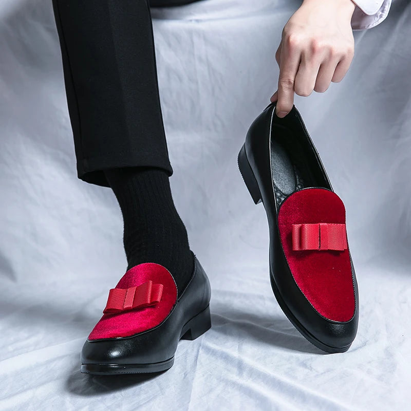 Fashion Wedding Shoes For Men Dress Casual Business Leather Shoes Male Classic Formal Bow Office Social Party Shoes Man Loafers