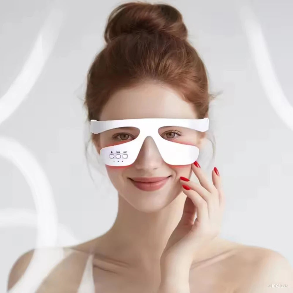 Eye Massager 3 Gear Red light Remove Eye Bags Dark Circles Puffiness Hot Compress Eye Relieve Eye Fatigue Wireless Use