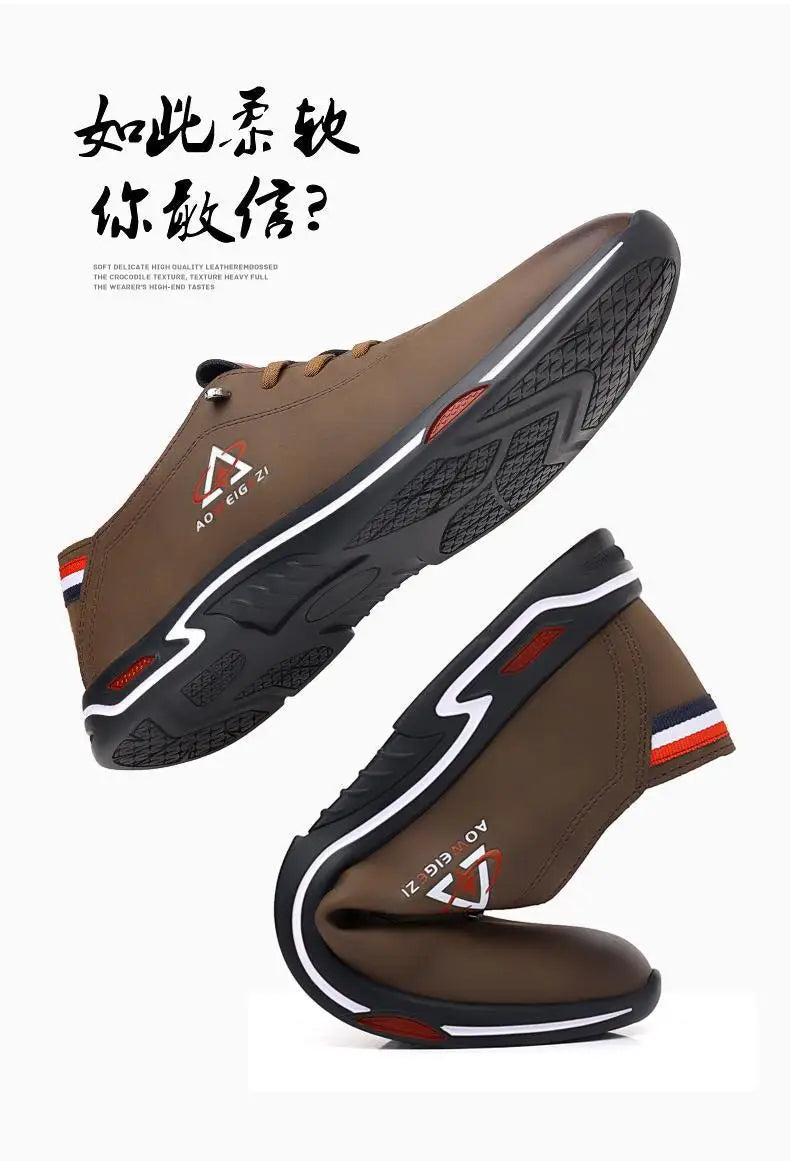 Men's Shoes Fashion Soft Soled Men Casual Shoes British Style Formal Shoes Breathable Lace-Up Bottom Light Sneakers Male Size