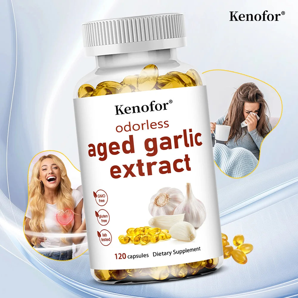 Odorless Aged Garlic Extract Capsules - Balance Cholesterol Levels, Support Heart and Cardiovascular Health