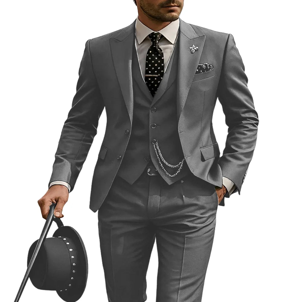 Men's 3-Piece Suit, Wedding Groom's Tuxedo, Party Custom Suit, Elegant Ouifit Custom Blazer and Trousers Vest