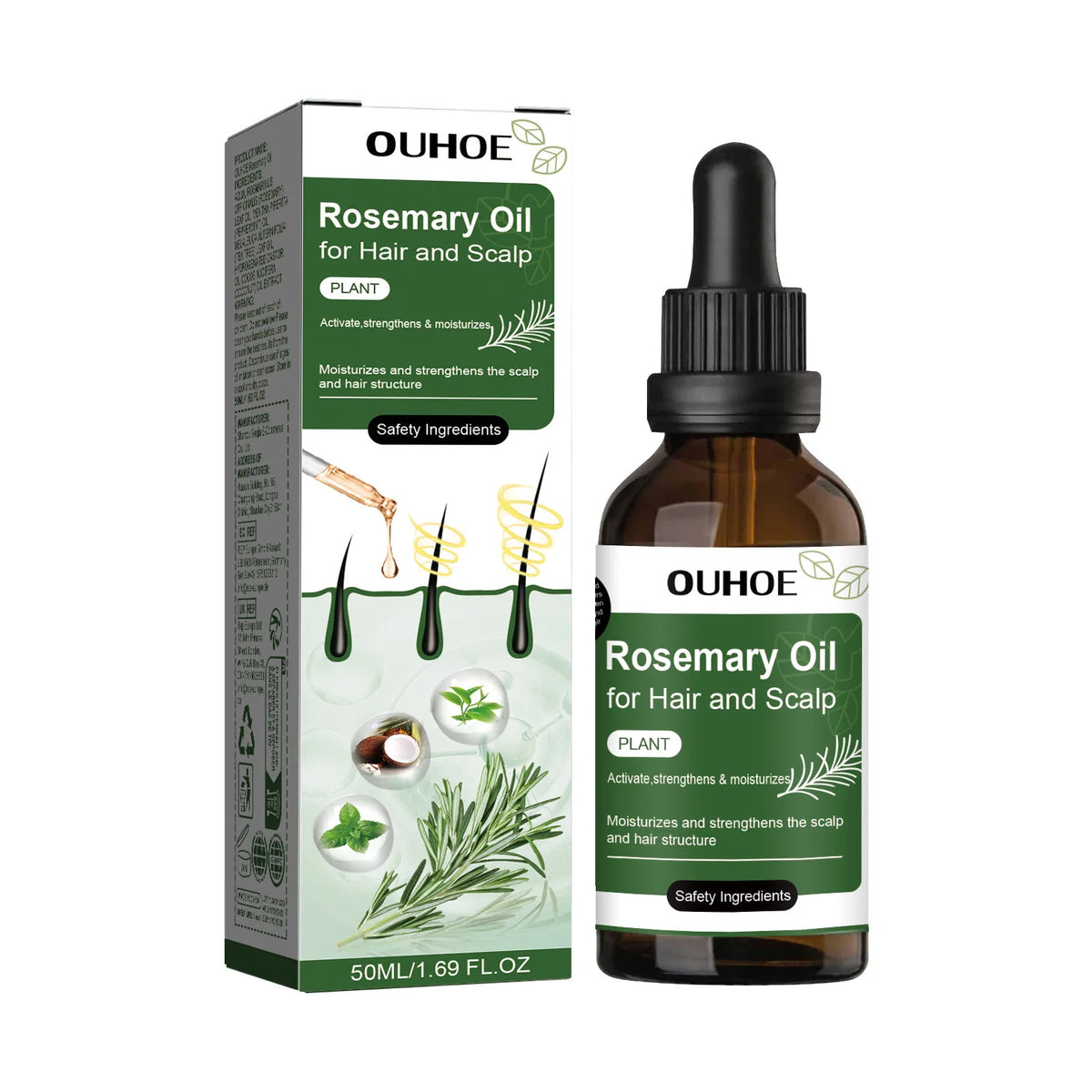 Rosemary Hair Growth Oil for Men & Women Mint Nourishing Hair Strengthening Treatment Anti-Hair Loss Regrowth for Healthy Roots