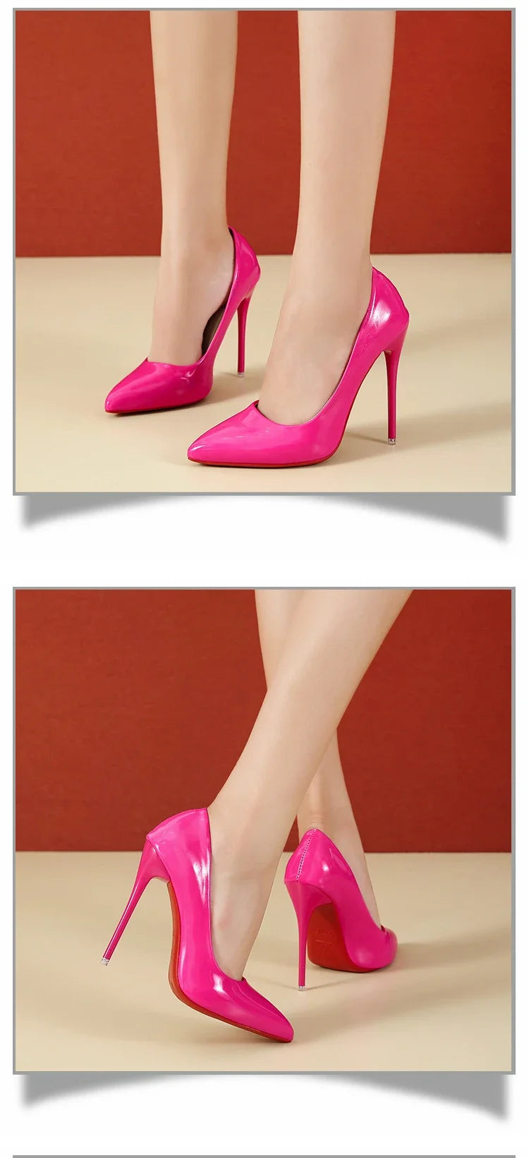 2024 Women Shoes Red High Heels Sexy Pointed Toe 12cm Pumps Wedding Dress Shoes Nude Black Color Red Rubber Bottom High Heels