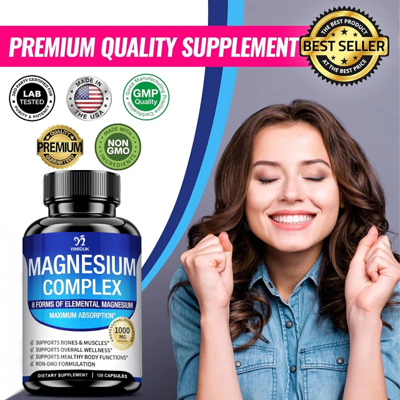 Magnesium Supplements, with Magnesium Glycinate, Magnesium Oxide, Support Stress Relief, Sleep, Heart Health, Nerves, Muscles
