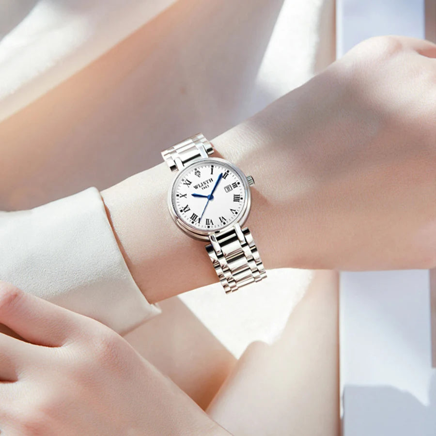 Watches for Women Stainless Steel Modern Hand Clock Female Gifts Luminous Waterproof Ladies Wristwatches for Women Montre Femme