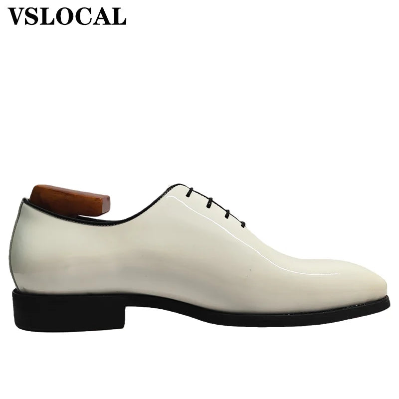 Luxury Men Oxford Shoes Lace Up Polishing Genuine Leather Casual Mens Dress Shoes White Wedding Banquet Party Shoes Man
