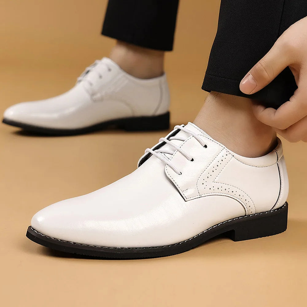 Men Dressing Shoes Formal for Men's Casual Shoe Leather Social Wedding Designer Pointed Toe Black Office Winter Shoes