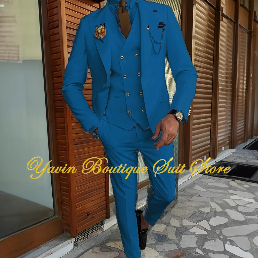 Men's Suit 3-piece Formal Blazer Pants Vest Wedding Groom Tuxedo Customized Elegant Men's Suits