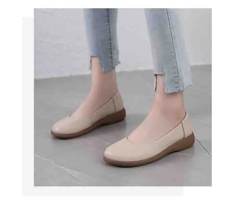 2025 Women Shoes Genuine Leather Spring New Dress Shoes Women Large Size Low Heels Office Lady Shoes