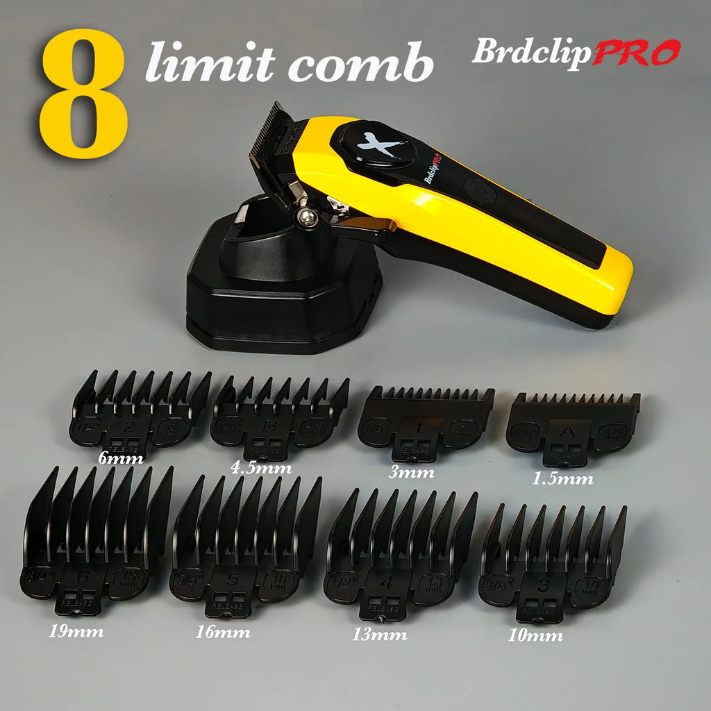 Professional BRDCLIP 619 Hair Clipper 7500RPM Precision Steel Sharp-angled Blades LCD Display Charging Base Hair Cutting Machine