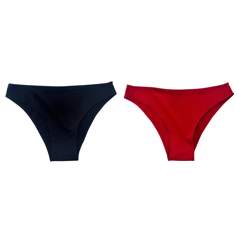 2Pcs Women Cotton Panties Comfortable Underwear Solid Low Waist Briefs Female Underpants Elasticity Breathable Lingerie M-XL