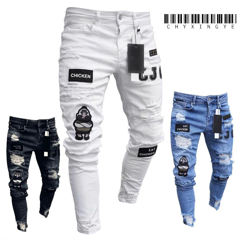 Men Pants Fashion Men Casual Pants Stretch Jeans Skinny Work Trousers Male Vintage Wash Plus Size Jean Slim Fit for Men Clothing