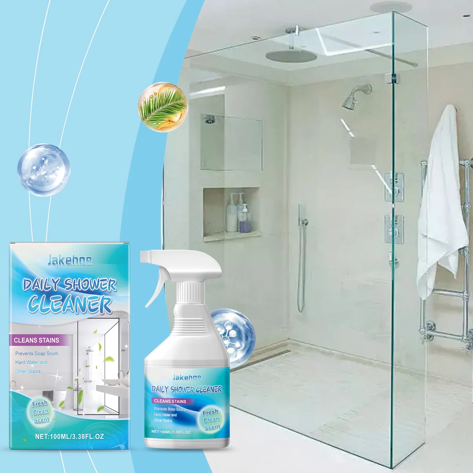 Bathrooms Cleaning Agent Strongly Removing Stubborn Stains Limescale Restore Shines No Residual Refresh Air Daily Shower Cleaner
