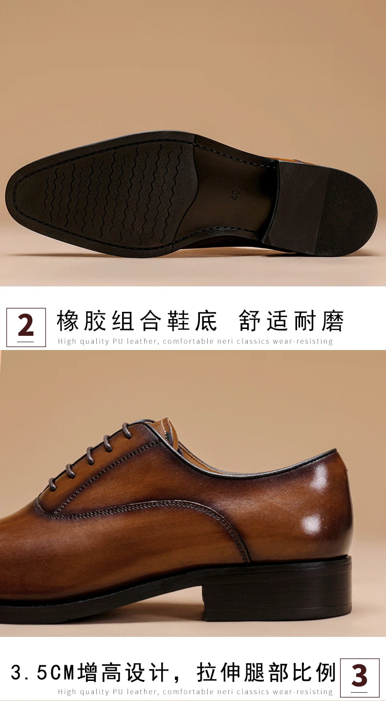 New Style Men's Shoes Formal Dress Shoes Male Oxfords Men Genuine Leather Office Shoes Elegant Wedding Party Lace-up Shoes