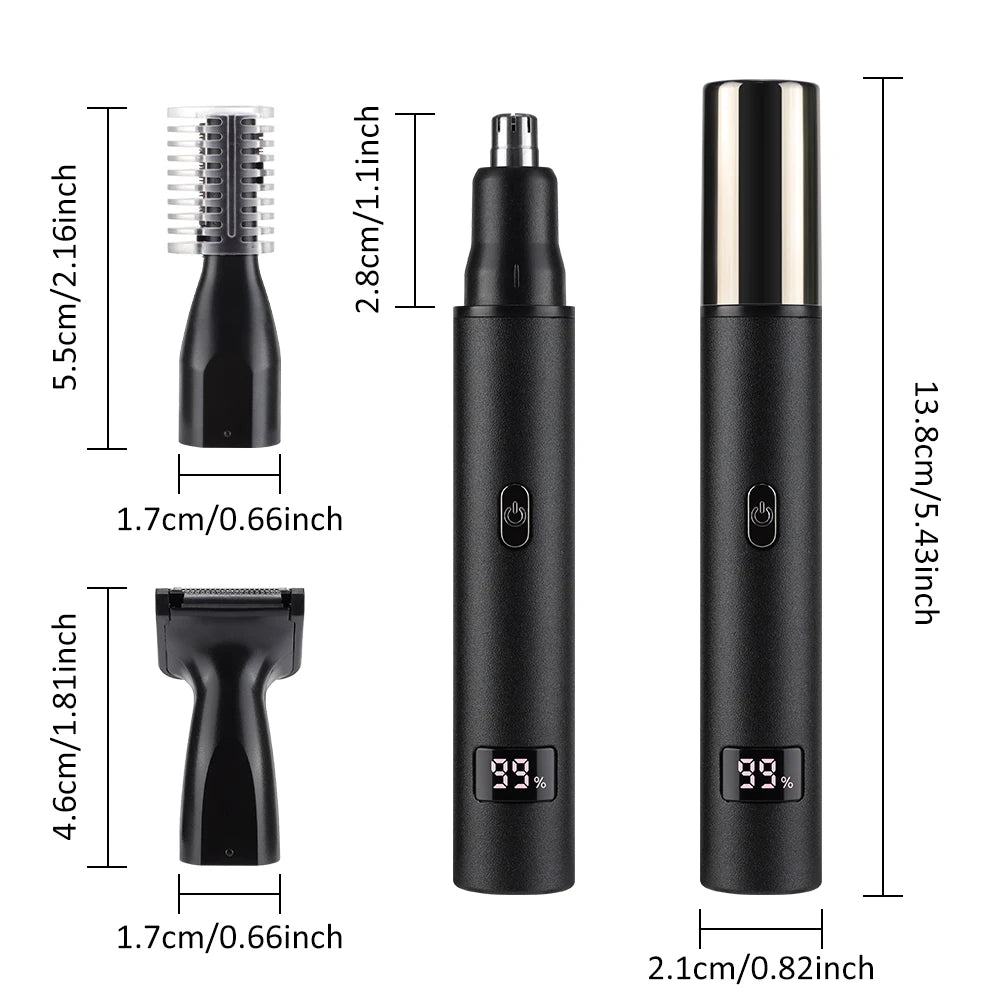 3 in 1 Electric Nose Ear Hair Trimmer for Men LED Display Eyebrow Beard Hair Clipper Shaver USB Rechargeable Easy Cleansing