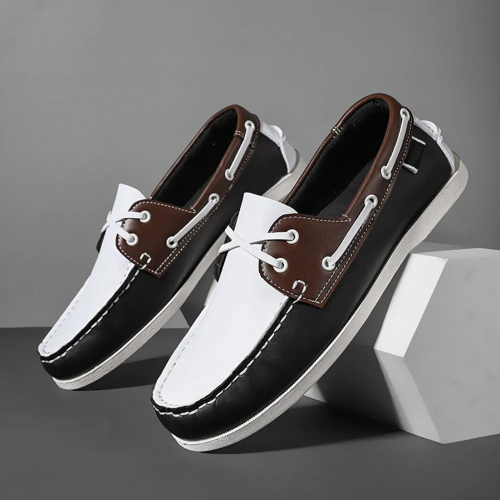 Men's Trendy Apron Toe Loafer Shoes, Slip On Comfy Non Slip For Outdoor Walking Traveling, Spring And Summer