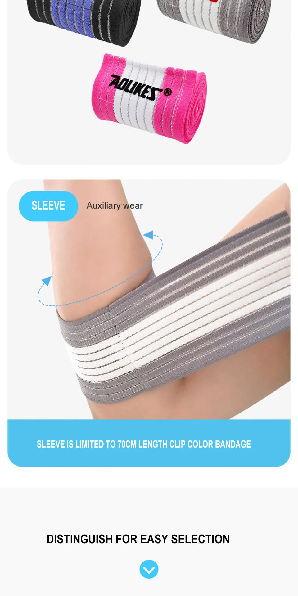 AOLIKES 1PC 40-180CM Elastic Bandage Compression Knee Support Sports Strap Knee Protector Bands Ankle Leg Elbow Wrist Calf Brace