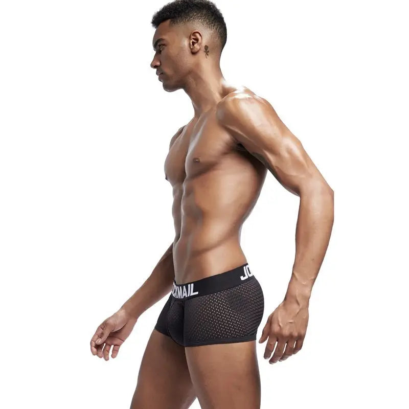 JOCKMAIL Men Underwear Boxes Mesh Quick Drying Ice Silk Breathable Youth Fashion Calzoncillos Sexy Am Gosteren Killer Sansursuz