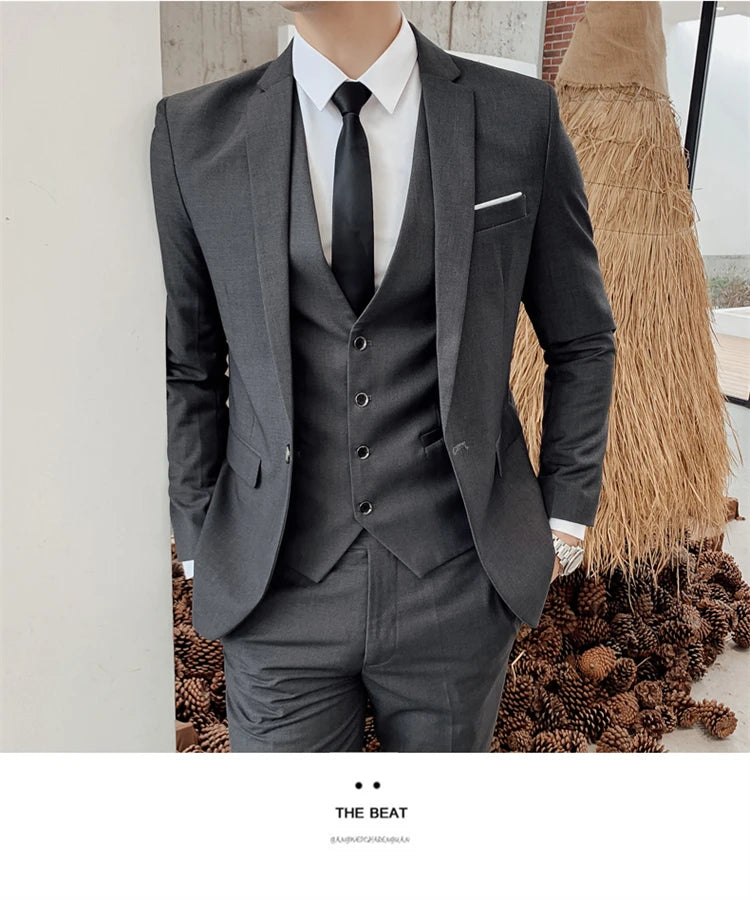 Suits for Men - 3 Pieces - New Fabrics - Fashionable Business Gentleman - Slim Fit - Wedding  Professional Business Formal Dress
