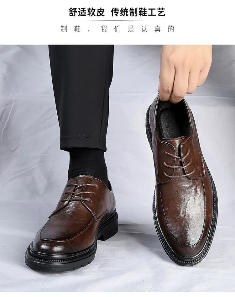 Men's shoes new spring and autumn British style leather shoes men's business dress big head cowhide work non-slip casual shoes