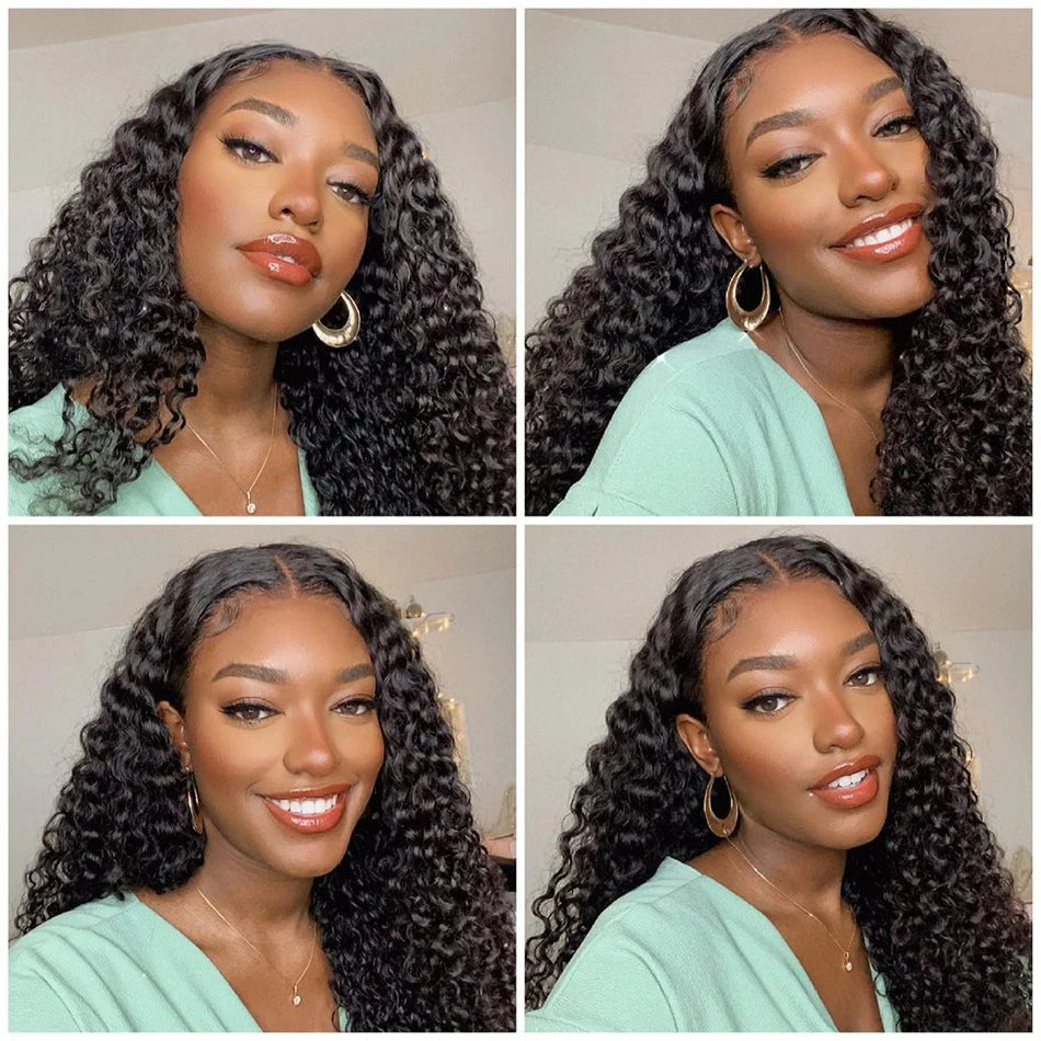 Long Kinky Curly Human Hair Bundles with Closure Frontal Peruvian Hair Bundles with Closure Remy 100% Human Hair Extensions