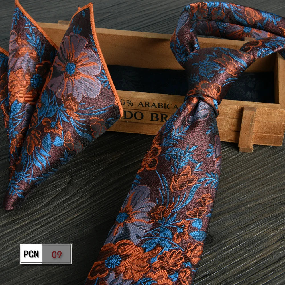 man tie set swine red 8cm Men's Formal tie and pocket square set 2-Piece Business Wedding burgundy ties for men and neckties man