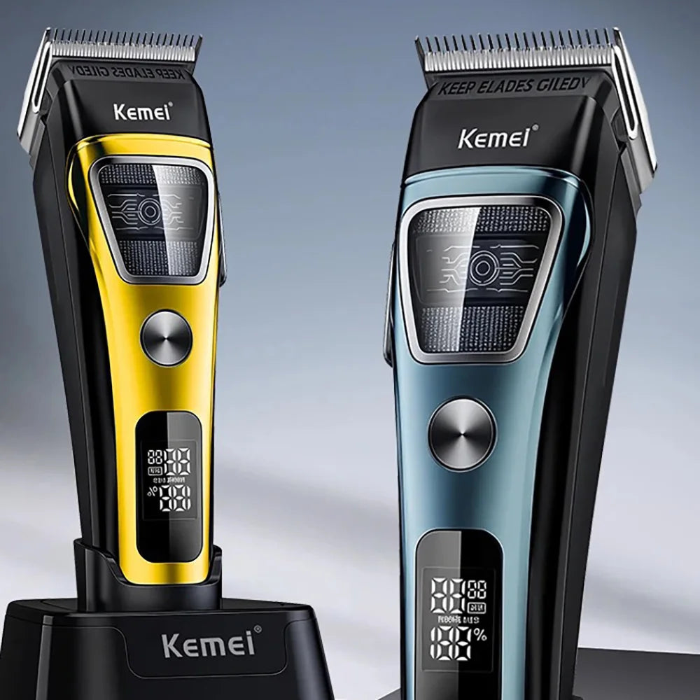 Kemei Professional Barber Hair Clippers Rechargeable Cordless Powerful Trimmer Men Electric Hair Cutting Machine Grooming Kit