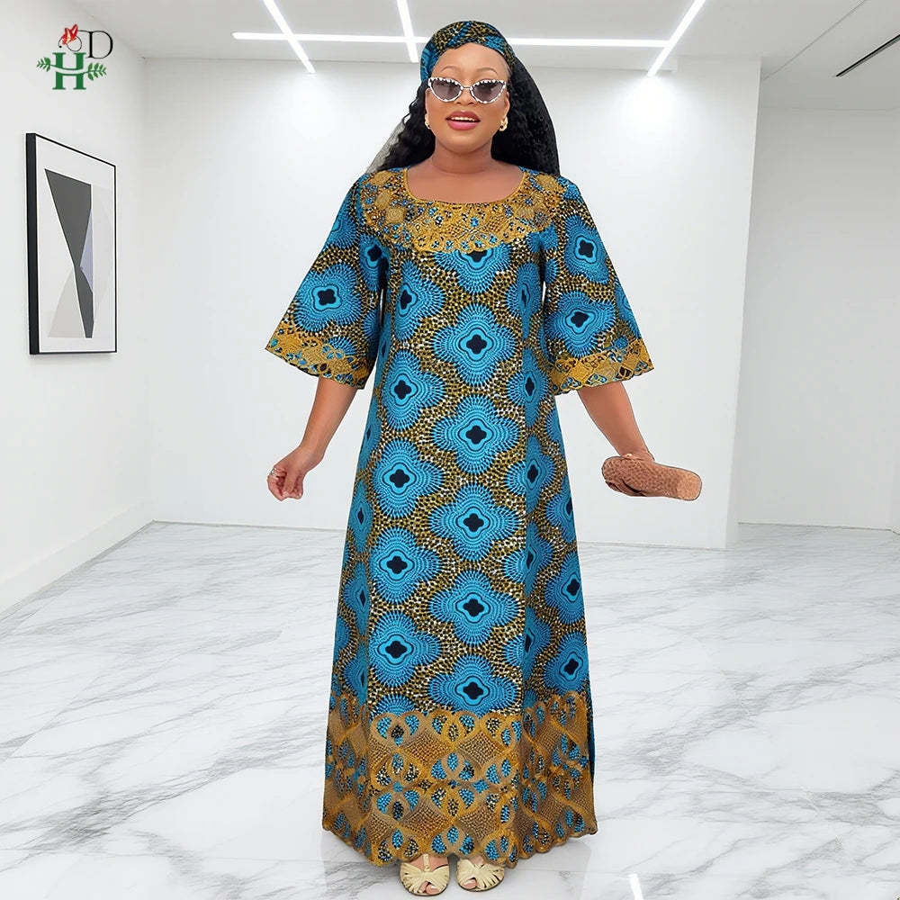 African Dresses For Women Traditional Clothing Embroidery Printed Outfits Bubu Gown Abayas Robe Kaftan Boubou Djellaba 2025 New