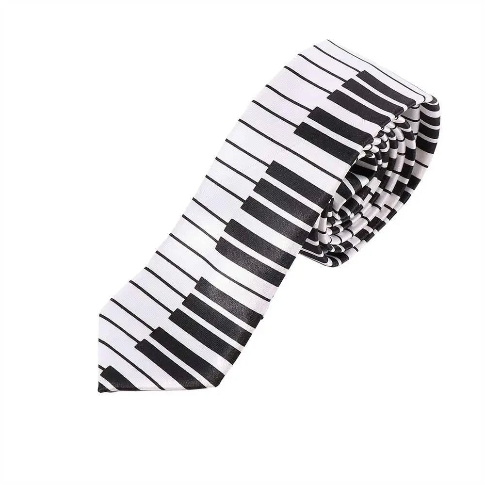 Gifts Classic for Men Fashion Black & White Skinny Tie Music Tie Piano Keyboard Necktie