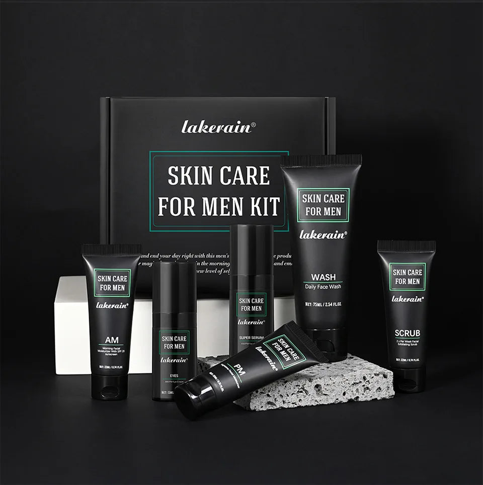 Men's Skin Care Kit - 3 in 1 Set with Face Wash, Moisturizing Cream & Eye Cream, Daily Anti-Aging & Oil Control Facial Treatment