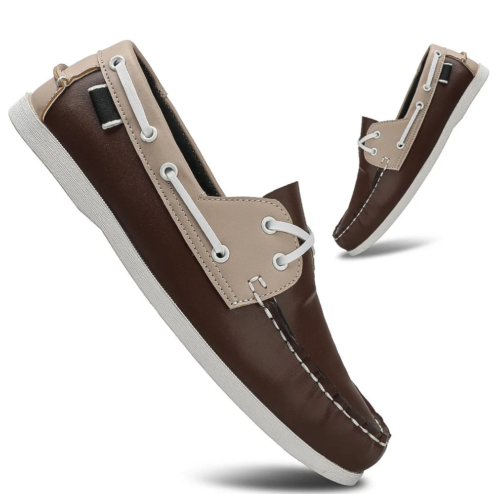 Men's Trendy Apron Toe Loafer Shoes, Slip On Comfy Non Slip For Outdoor Walking Traveling, Spring And Summer