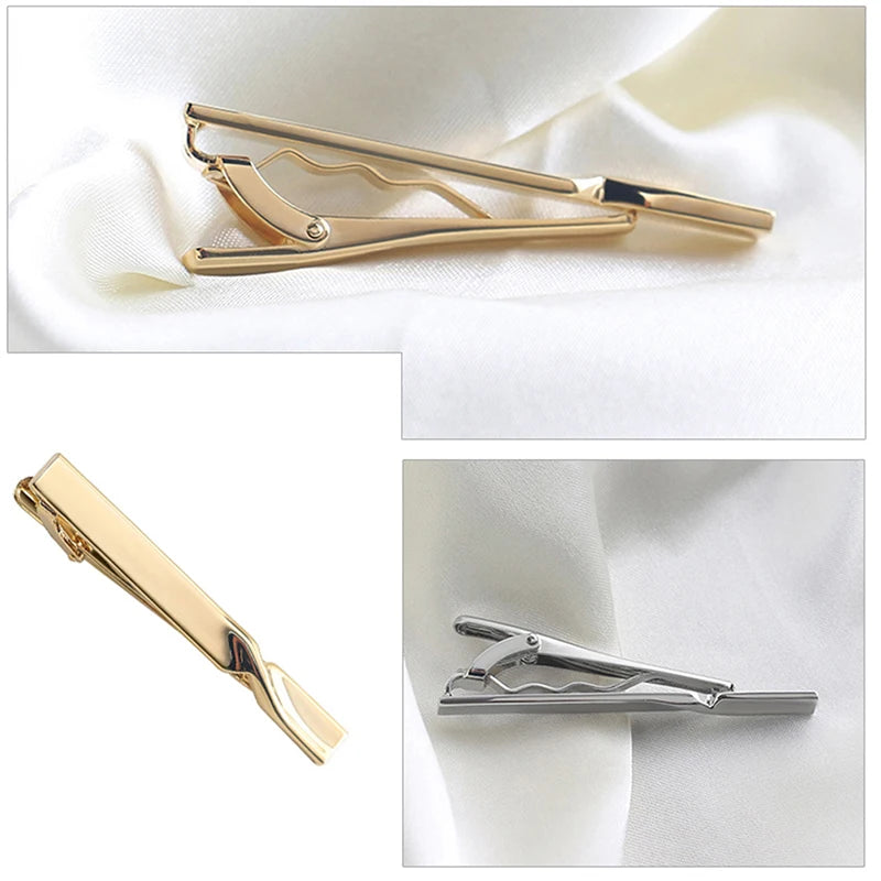 Fashion 1Pc Tie Clip for Men Copper Simple Bar Clasp Practical Mens Classic Tie Clips Clamp Pin Jewelry Necktie Wedding Gift