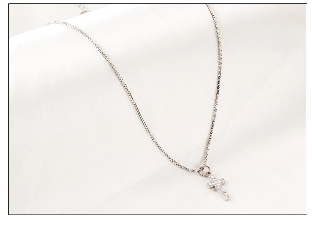 Classic Cross Pendant Necklaces For Women Girls Fashion Gold Plated Stainless Steel O Chain Collares Para Mujer Jewelry Gifts
