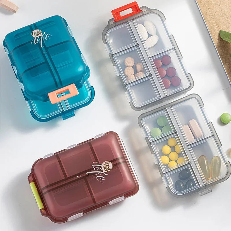 10 Compartments Travel Pill Organizer Pocket Portable Pill Storage Box Case Daily Pill Container or Purse Fish Oil Medicine