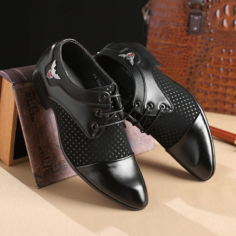Mens Dress Shoes for Men Lace-Up Fashion Office High Quality Leather Comfy Business Man Formal Shoe Wedding Party Style Footwear