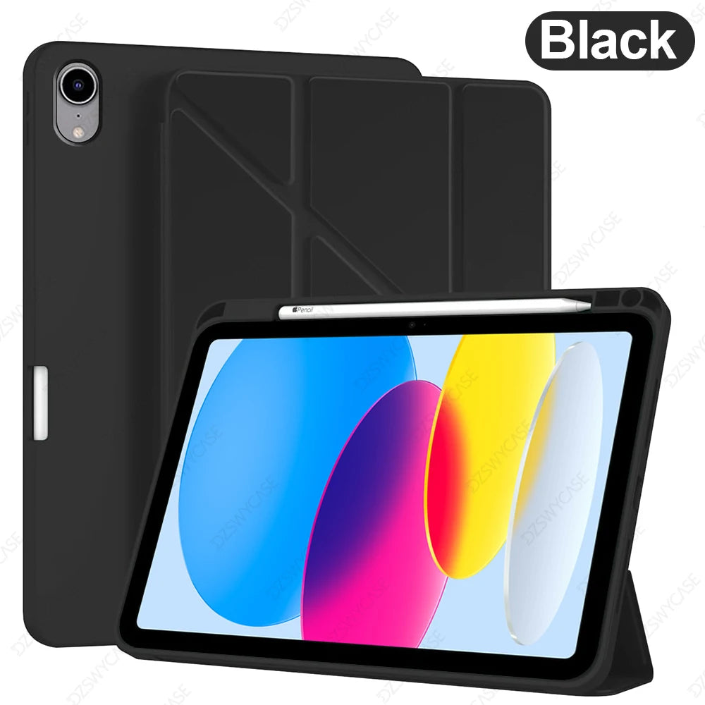 Case for iPad 10th Gen 10.9, For iPad 11th Gen A16 11 Cover, Silicone Slim Protective, with Pencil Holder, Y-Shaped Stand