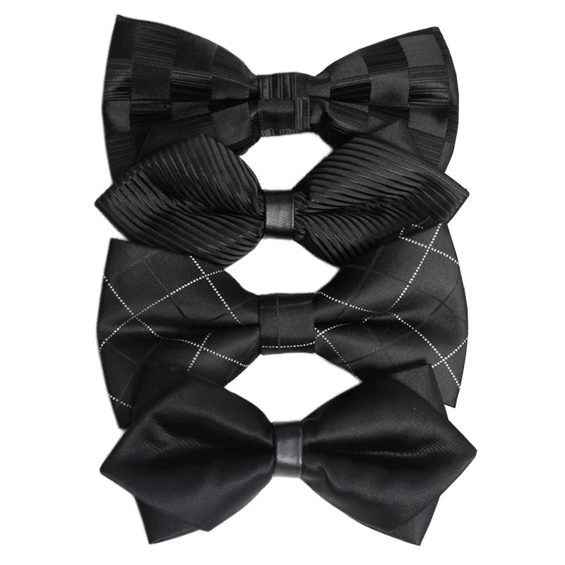 Mens Ties Solid Color Black Bowtie for Men British Style Double-layered Bowknot Wedding Party Butterfly Cravat Accessories Gifts