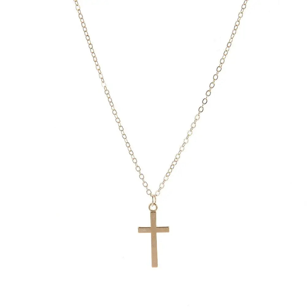 Christian Titanium Steel Cross Nacklace For Men Women Single Cross Pendant Necklace Women Men Link Chain Charm Necklace Jewelry