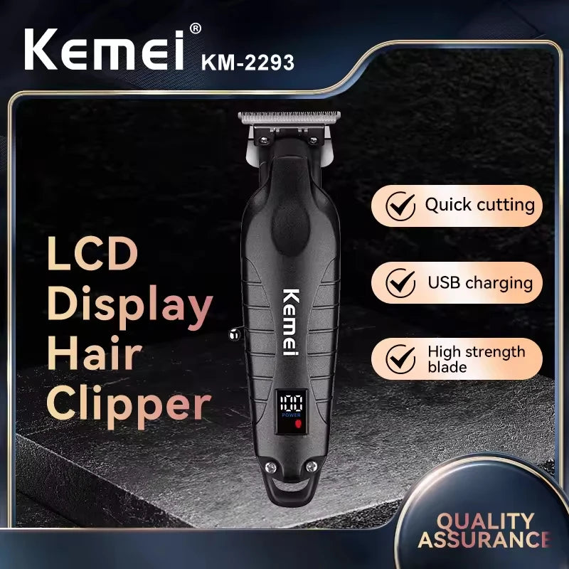 Kemei KM-2293 Original Electric Hair Clipper Rechargeable Hair Trimmer LCD Display Hairdresser Professional Cutting Machine