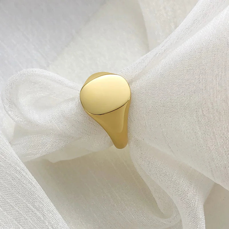 Elegant Personalized Name Bar Ring for Women Gold Color Stainless Steel Signet Stamp Ring Round Square Initial Custom Jewelry