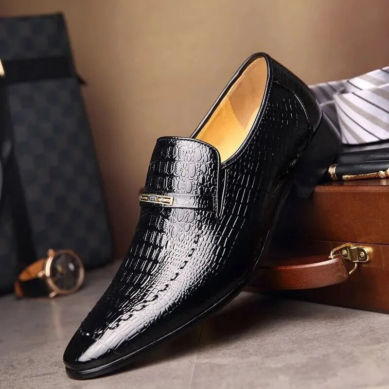 Shoes Luxury Mens PU Leather Pattern Men Business Dress Shoes Casual Social Shoe Male Wedding Footwear Zapatos Hombre 2023