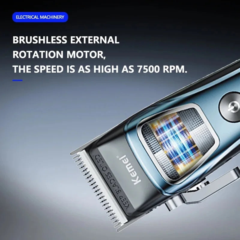 Kemei Professional Barber Hair Clippers Rechargeable Cordless Powerful Trimmer Men Electric Hair Cutting Machine Grooming Kit