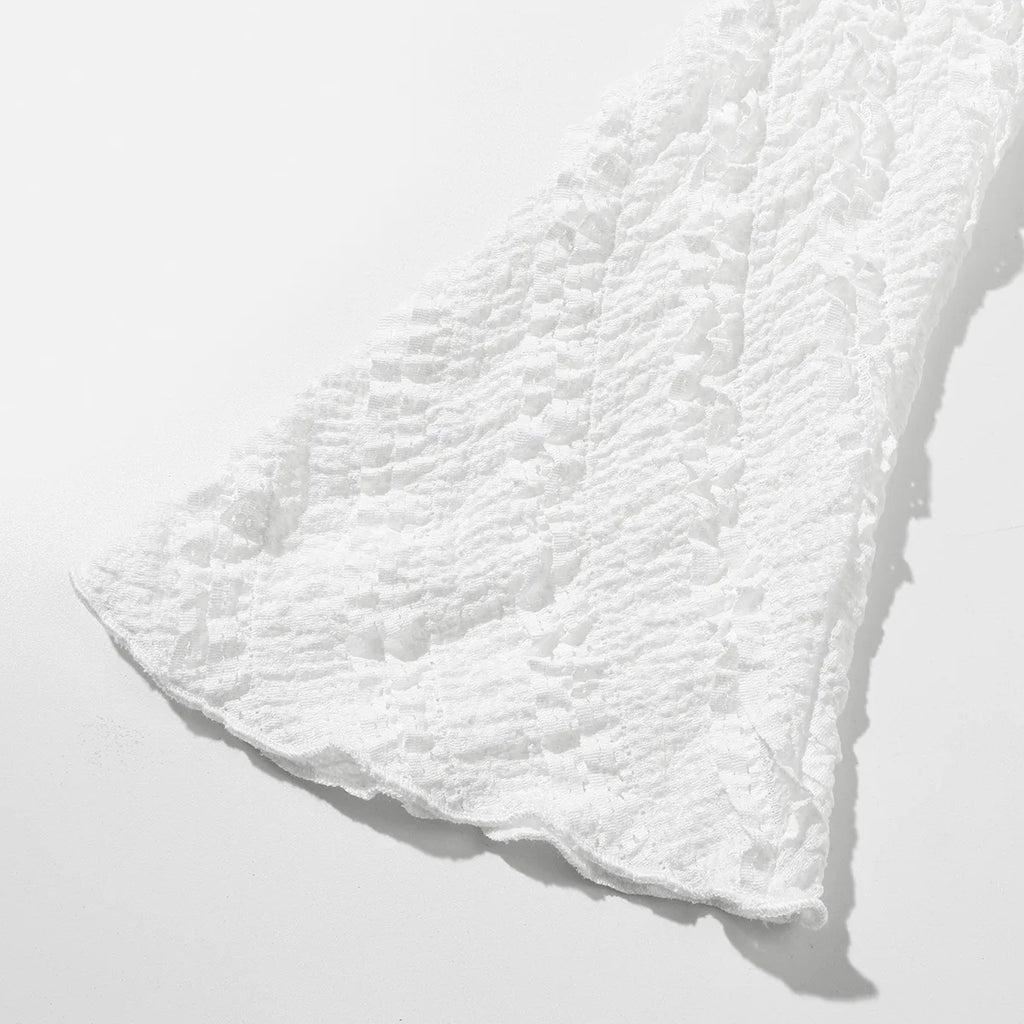 Women's Dress, White Knitted Fabric, Boat Collar A-word Short Skirt, Backless Lace-up.