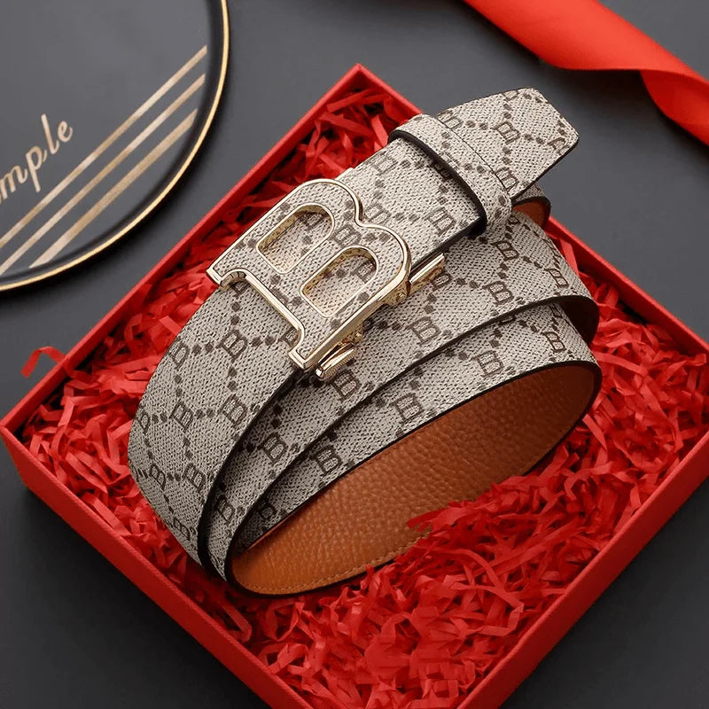 High Quality 3.4cm Luxury Brand Men Belts Famous Leather Belts for men Designers B Buckle Male Strap jeans belt