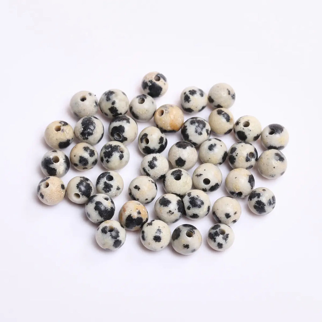 40-15pcs/bag 4mm/6mm/8mm/10mm/12mm Natural Stone Round Loose Dalmatian Jasper Bead for Jewelry Making DIY Bracelet
