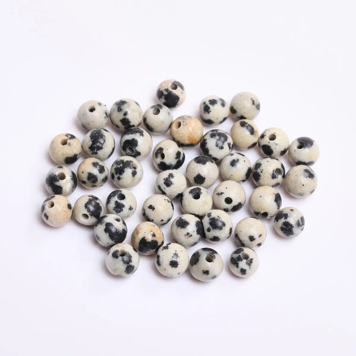 40-15pcs/bag 4mm/6mm/8mm/10mm/12mm Natural Stone Round Loose Dalmatian Jasper Bead for Jewelry Making DIY Bracelet