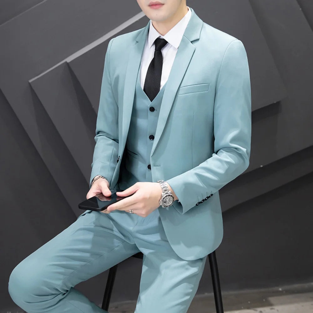 Men's Three-Piece Suit Set Business Career Wedding Groomsmen Best Man Decoration Formal Dress Code Tailored Look