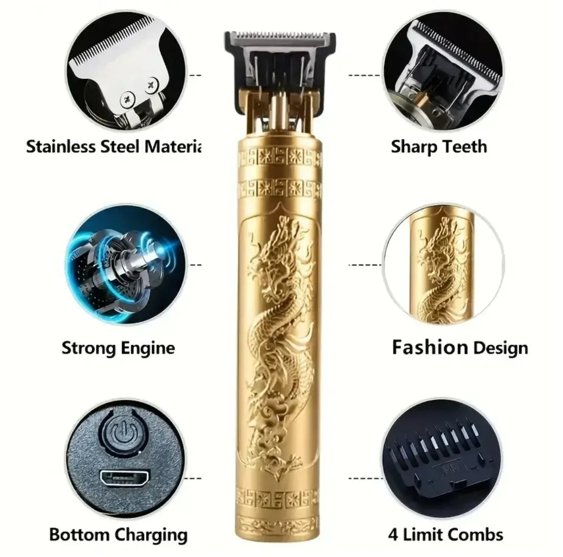 T9 Vintage Hair Clipper Professional Electric Rechargeable Barber Trimmer Cordless Trimmer Type-c Zero Gapped Cutting Barber