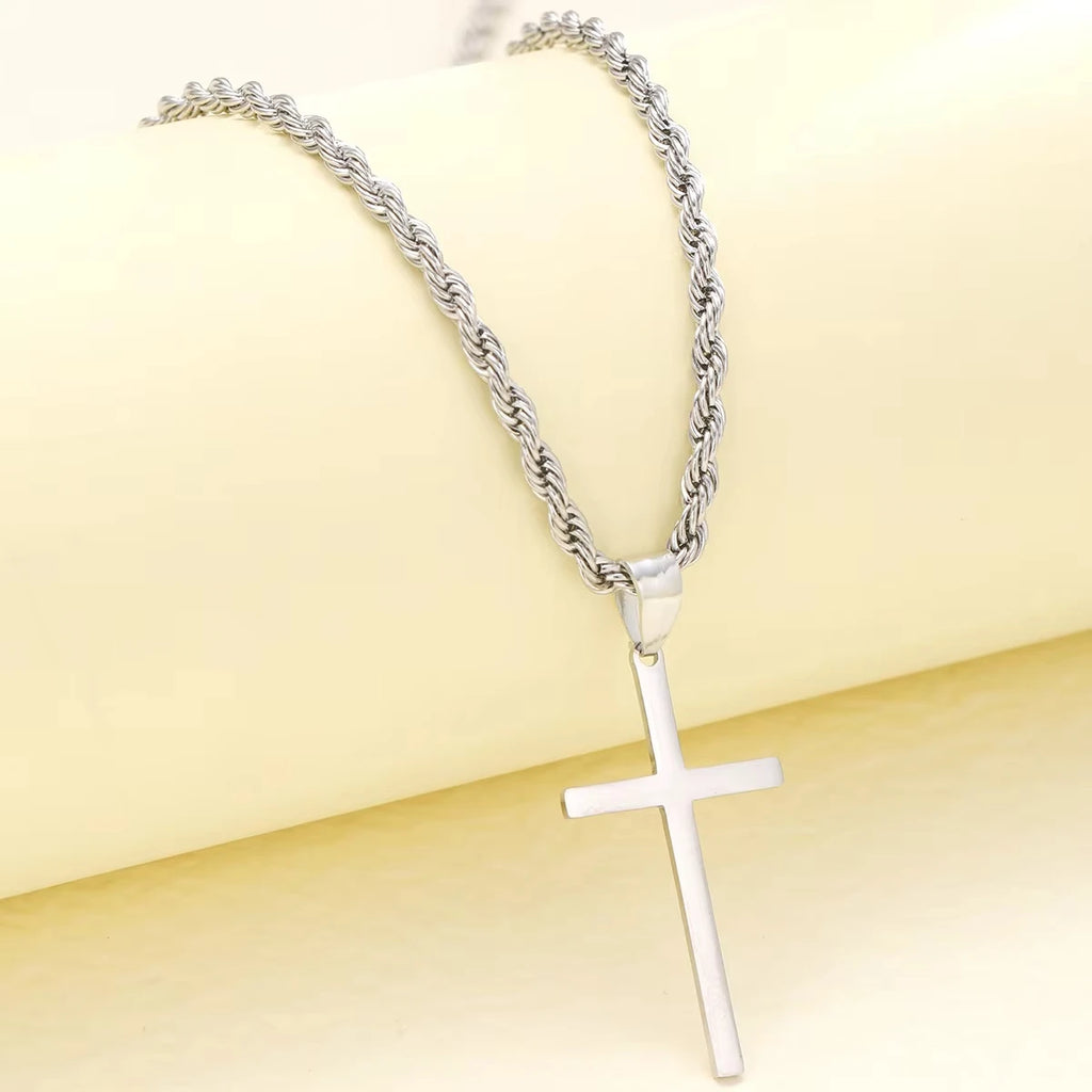 Men's and women's new cross pendant necklace, minimalist gold jewelry, men's and women's necklace